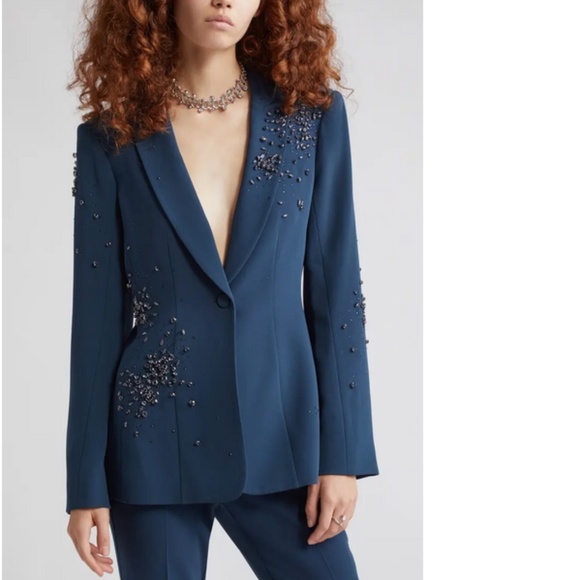 Cinq a Sept RHINESTONE CRACKLE EMBELLISHED CHEYENNE BLAZER - Picture 3 of 16